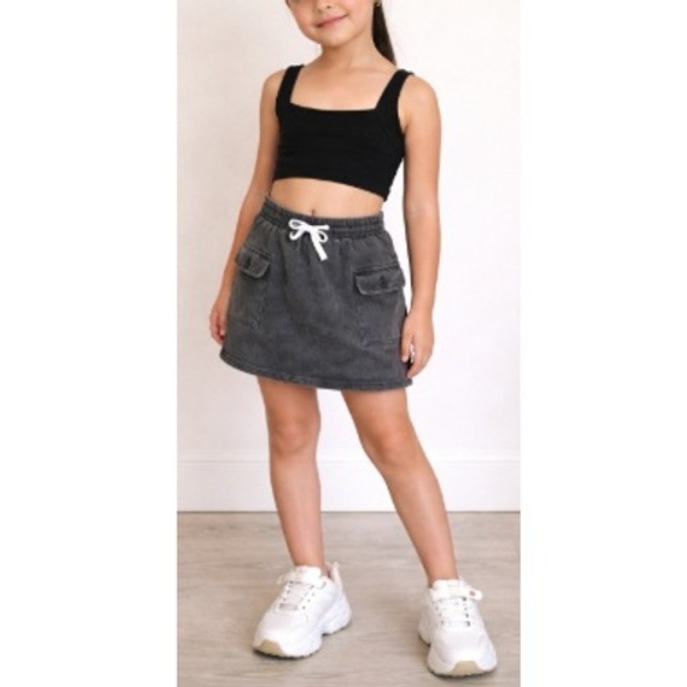 Little Bipsy Girls Charcoal Wash Gray Pull On Cargo Skort Size XS NWT